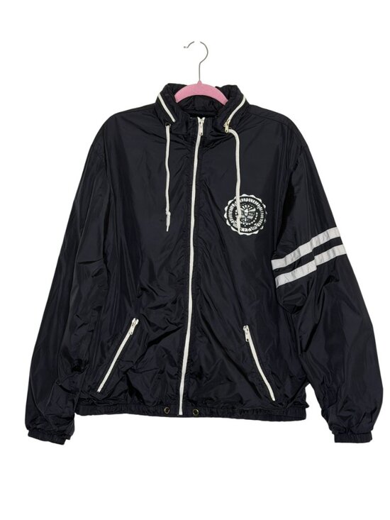 Aeropostale Other - Aeropostale Nylon Windbreaker Jacket Hood Zip Front Mens Black White L